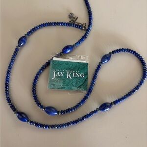 Jay King DTR Lapis Lazuli Long Beaded Necklace 36” Sterling Extender